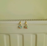 Earrings with iridescent crystal new, gold-plated steel 316