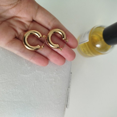 Chunky hoops earrings new, stainless steel, gold tone