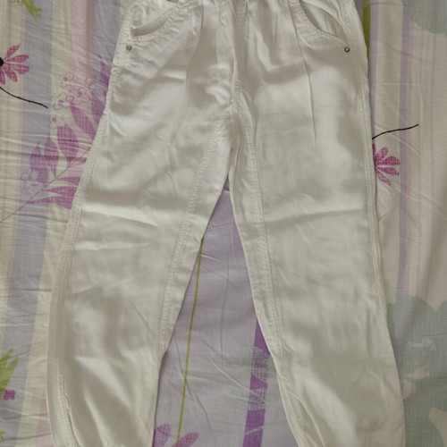 Trybeyond fabric pants like new, white, size 128, age 8, cool and comfortable