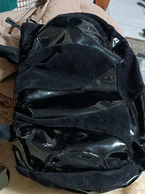 Black hand bag used 35/25 velvet and vinyl