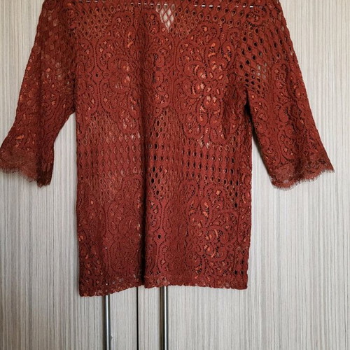 Zara women's blouse like new, lace dark terracotta size M