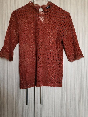 Zara women's blouse like new, lace dark terracotta size M