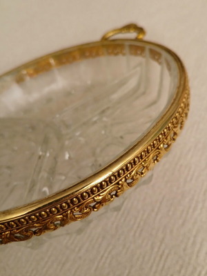 Vintage ornevier glass platter with 3 compartments