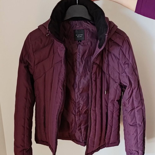 Down jacket size S purple like new with detachable hood