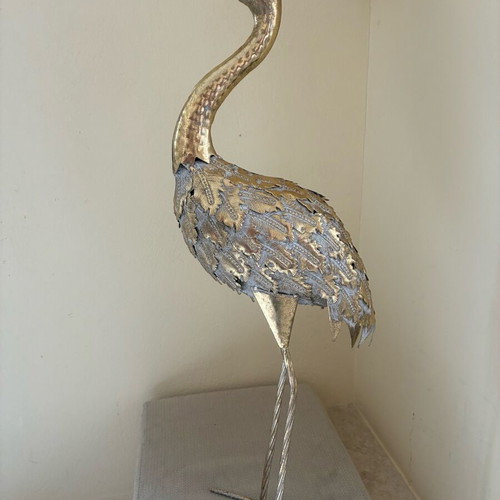 Decorative flamingo-type bird forged metal like new