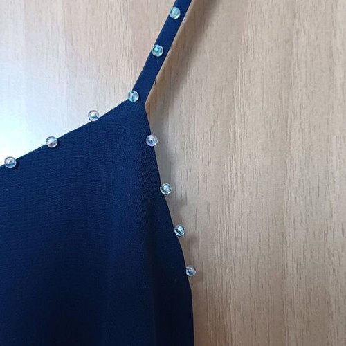 Dress with straps and small pearls like new, blue