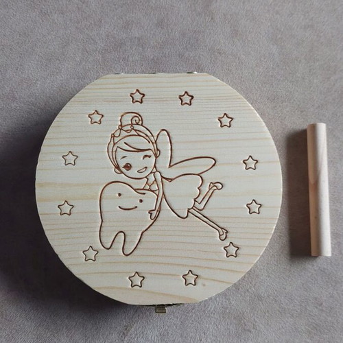 Baby Tooth Storage Box new, wooden, 12 cm diameter
