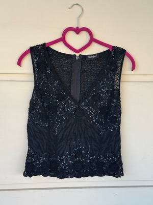 Nostalgia vintage black sequin and beaded top like new, size L