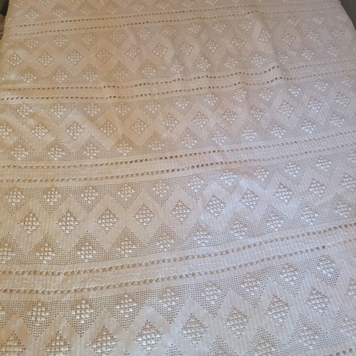 Handmade cotton blanket semi-double 140x180 with crochet stitch like new