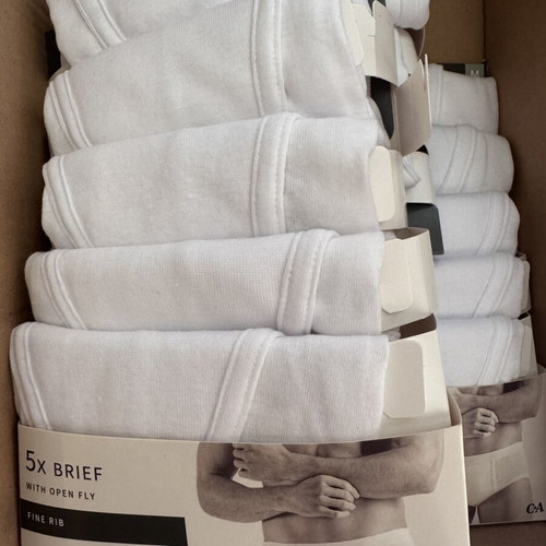 C&A Cotton Briefs Pack of 5, Fine Rib, White, New