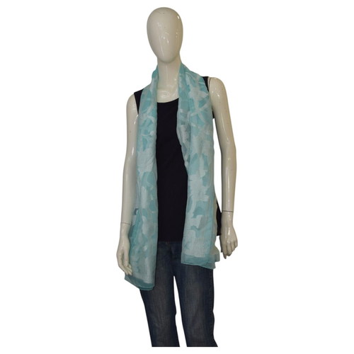 Armani Collezioni Blue Floral Sheer Scarf Large Size, Like New