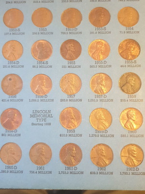 Lincoln Wheat Cents collection used 1951-1962D, 29 coins