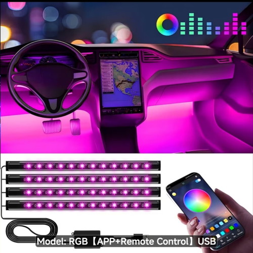 RGB ambient lighting for car with app and remote control