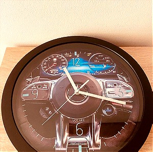 Ρολόι Τοίχου με φόντο τιμόνι Αυτοκινήτου Mercedes