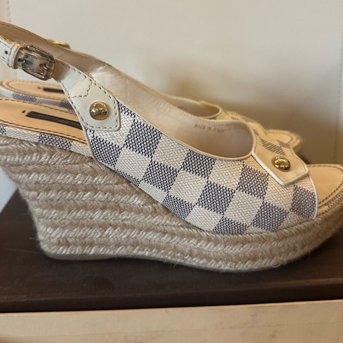 Louis Vuitton wedges used, damier grey-beige pattern, size 40.5
