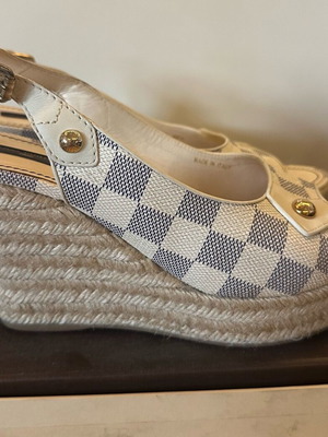 Louis Vuitton wedges used, damier grey-beige pattern, size 40.5