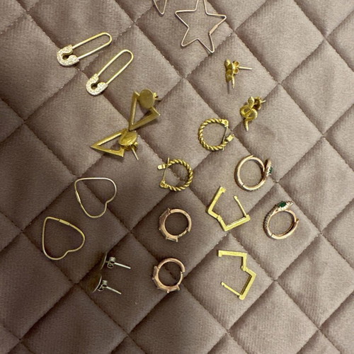 Earrings used, pack of 10 pairs silver and steel in gold, silver, or rose