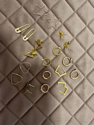 Earrings used, pack of 10 pairs silver and steel in gold, silver, or rose
