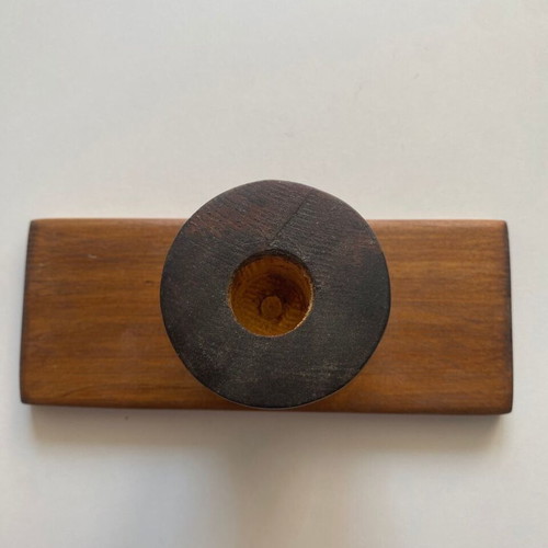 Rustic wooden candle holders set of 3 used, handcrafted minimal style