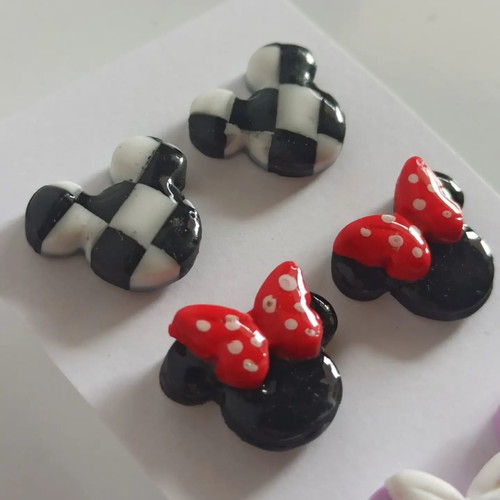 Minnie Mouse earrings new, set of 3 pairs polymer clay