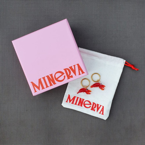 Minerva Red Murano Glass Shrimp Hoop Earrings