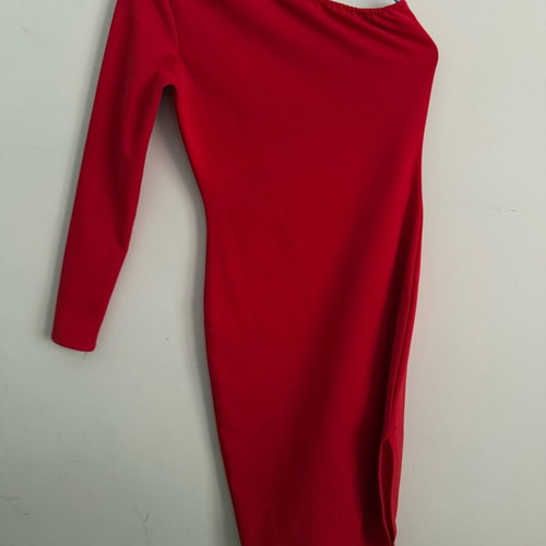 Judah club dress with one sleeve like new, red