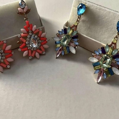 Cellini Melbourne women's earrings used, set with pink and blue-green stones