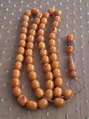 Komboloi worry beads genuine old Persian mastic sudurus, handmade, 55 beads
