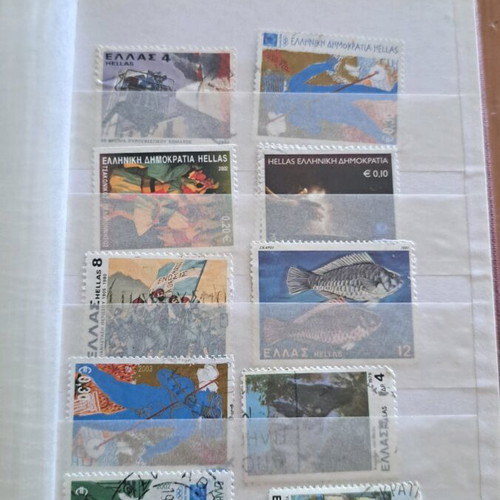 Greek Stamp Collection Album used, approx. 80 pieces