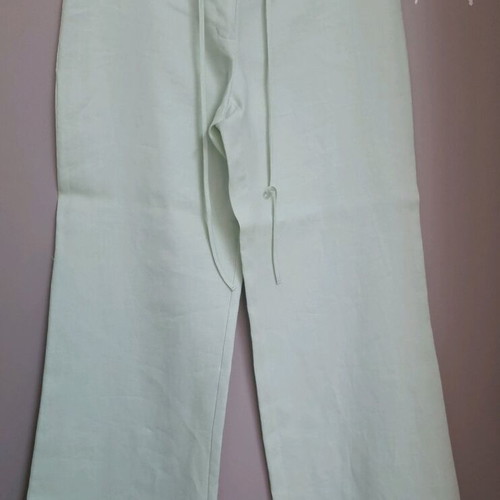 Marks & Spencer linen pants in light pistachio, like new, size 14 UK