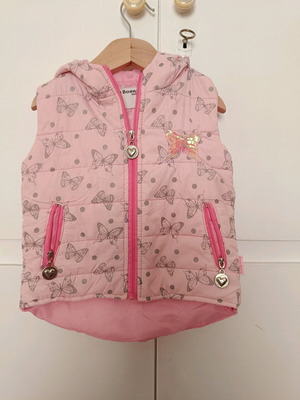 Bouny Baby sleeveless jacket 18 months used, pink with butterflies and hood