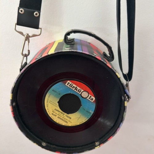 Vintage unique crossbody bag, black and colorful
