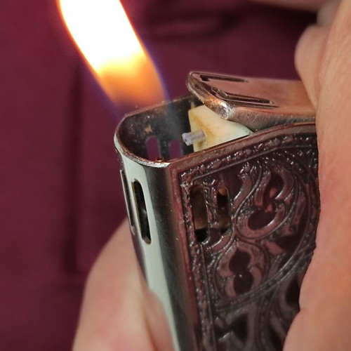 Marco Best piezoelectric lighter, silver-plated with designs