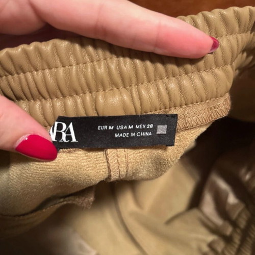 Zara leather pants brown like new with elastic and drawstring