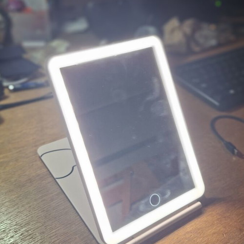 Table mirror with light, foldable, USB Type-C charging