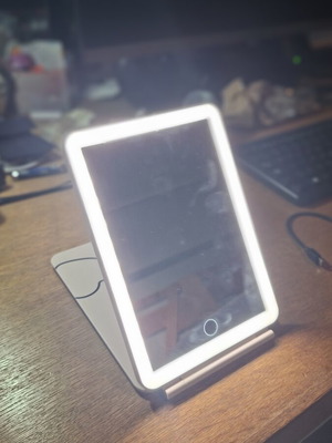 Table mirror with light, foldable, USB Type-C charging