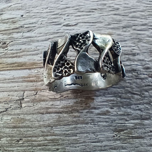 Vintage 925 Silver Ring size 61, handmade grunge biker design