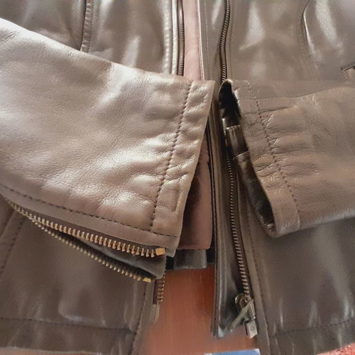 Benetton leather jacket used, brown