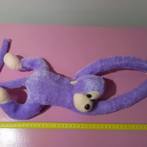 Plush monkey like new with sound, purple, 50 cm length