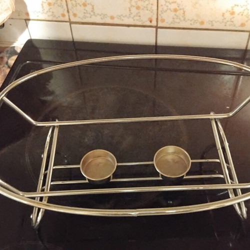 Chafing Dish with Metal Base and Candle Holders New
