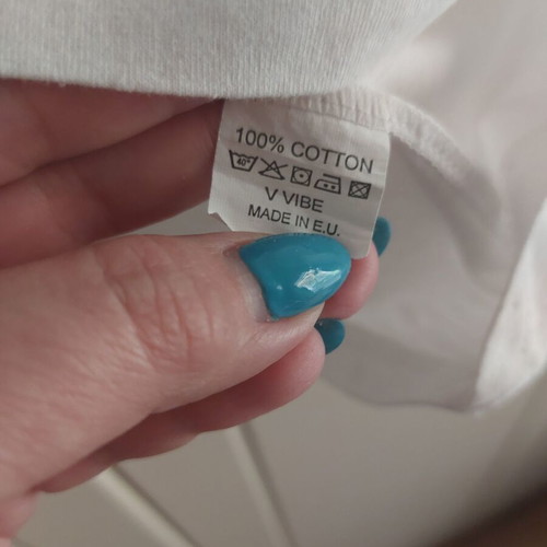 White t-shirt with print used, size L, 100% cotton