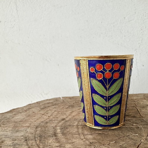 Soviet Vodka Shot Glass Ruskiye Samotsvety Cloisonné enamel like new