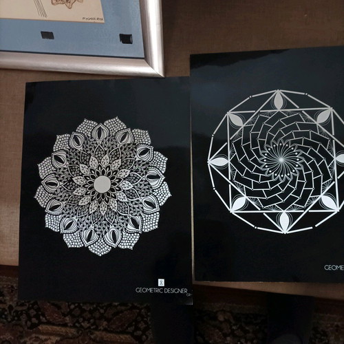 Poster with geometric designs set of 3 like new, illustrated paper