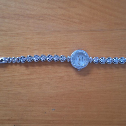 Royal Crown Quartz wristwatch, model 5266, bracelet style, white dial