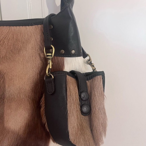 Pony skin crossbody leather bag like new, brown