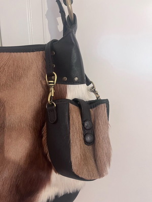 Pony skin crossbody leather bag like new, brown