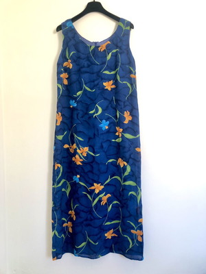 Sleeveless maxi dress blue floral, like new, size L