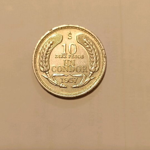 Chile 1957 coin 10 pesos like new