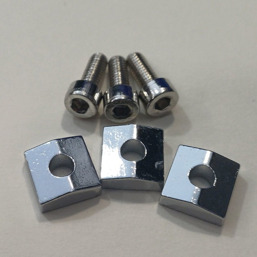 Set of 3 Floyd Rose locking nut blocks and Allen screws, chrome