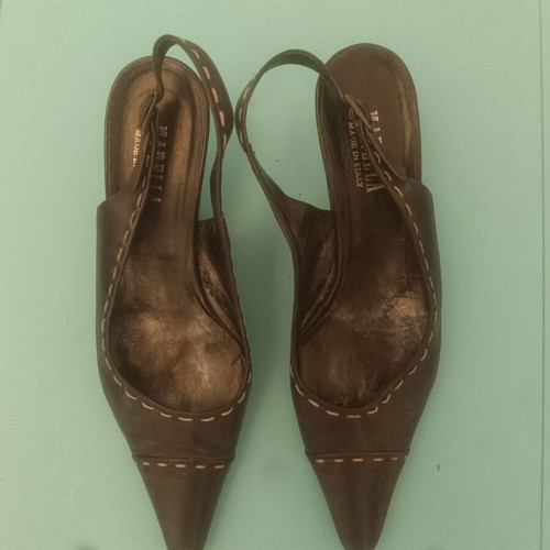 Marella black leather sling back pumps size 39 used with medium heel